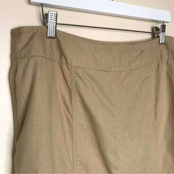 Cato Linen Blend Tan Gored Panel A Line Midi Skirt Womens Size 14 Lagenlook Boho - Picture 2 of 12